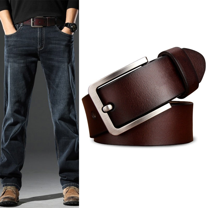 Genuine Leather Retro Pin Buckle Belt