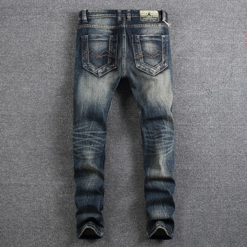 Retro Slim Fit Ripped Jeans