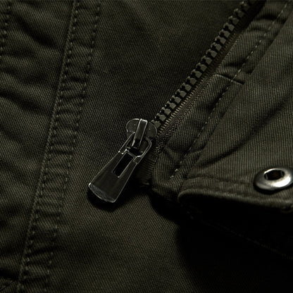 Mandarin Collar Military Jacket - Plus Size