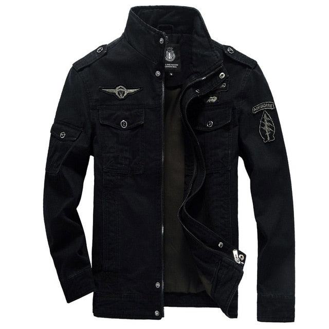 Mandarin Collar Military Jacket - Plus Size