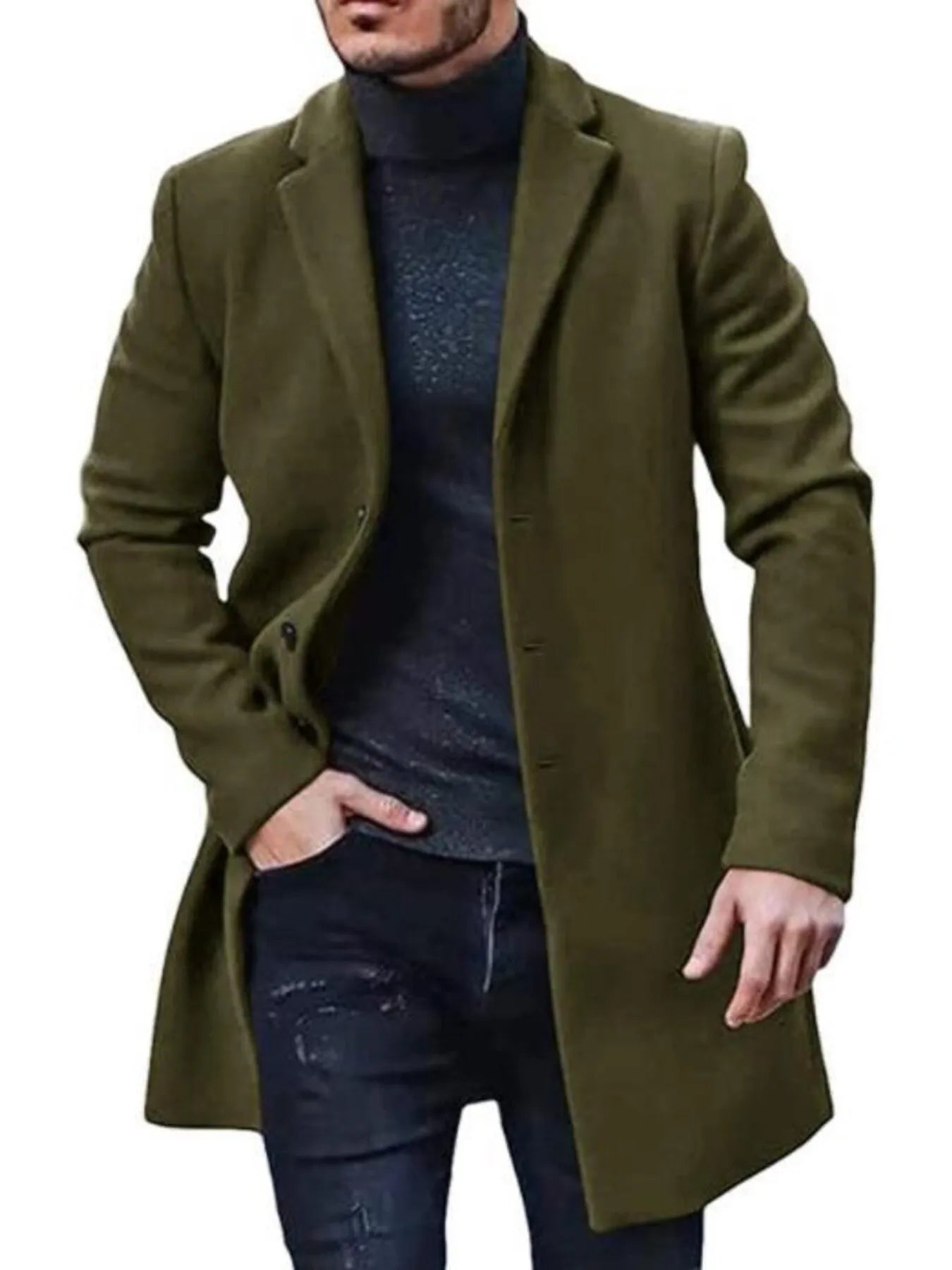 Classic Long Sleeve Overcoat - Plus Size - MenzPlace
