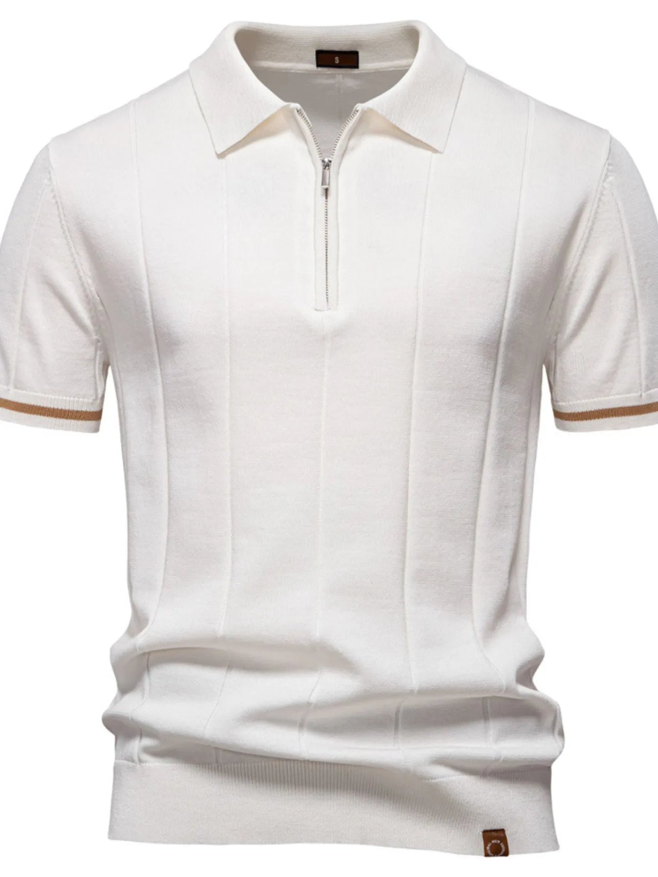 Classic Zip-Neck Knitted Polo Shirt - MenzPlace