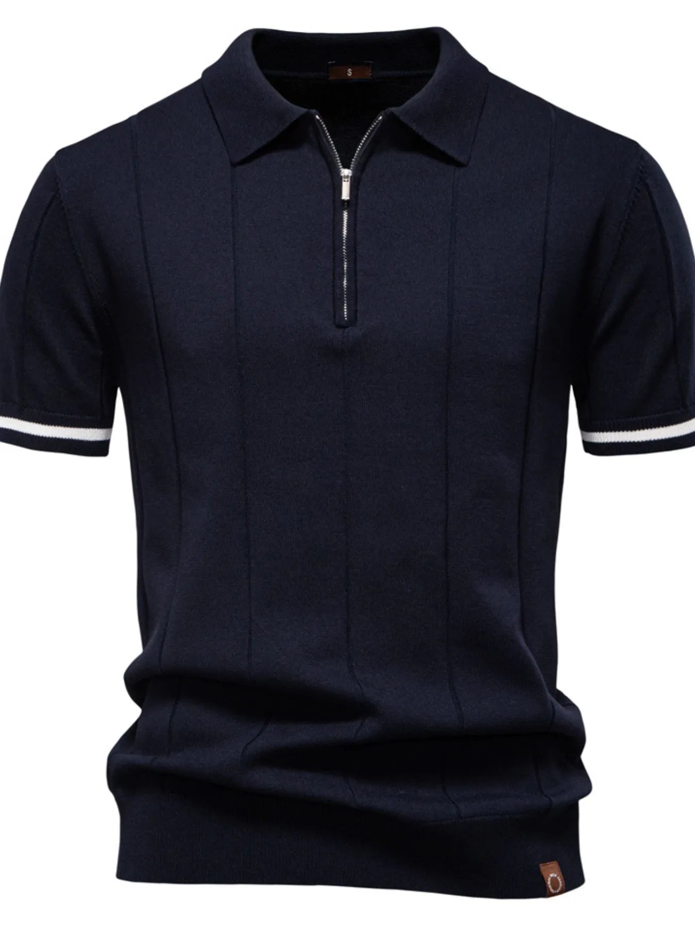 Classic Zip-Neck Knitted Polo Shirt - MenzPlace