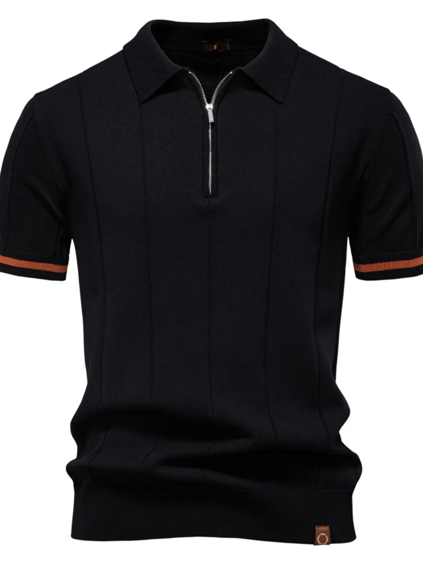 Classic Zip-Neck Knitted Polo Shirt - MenzPlace