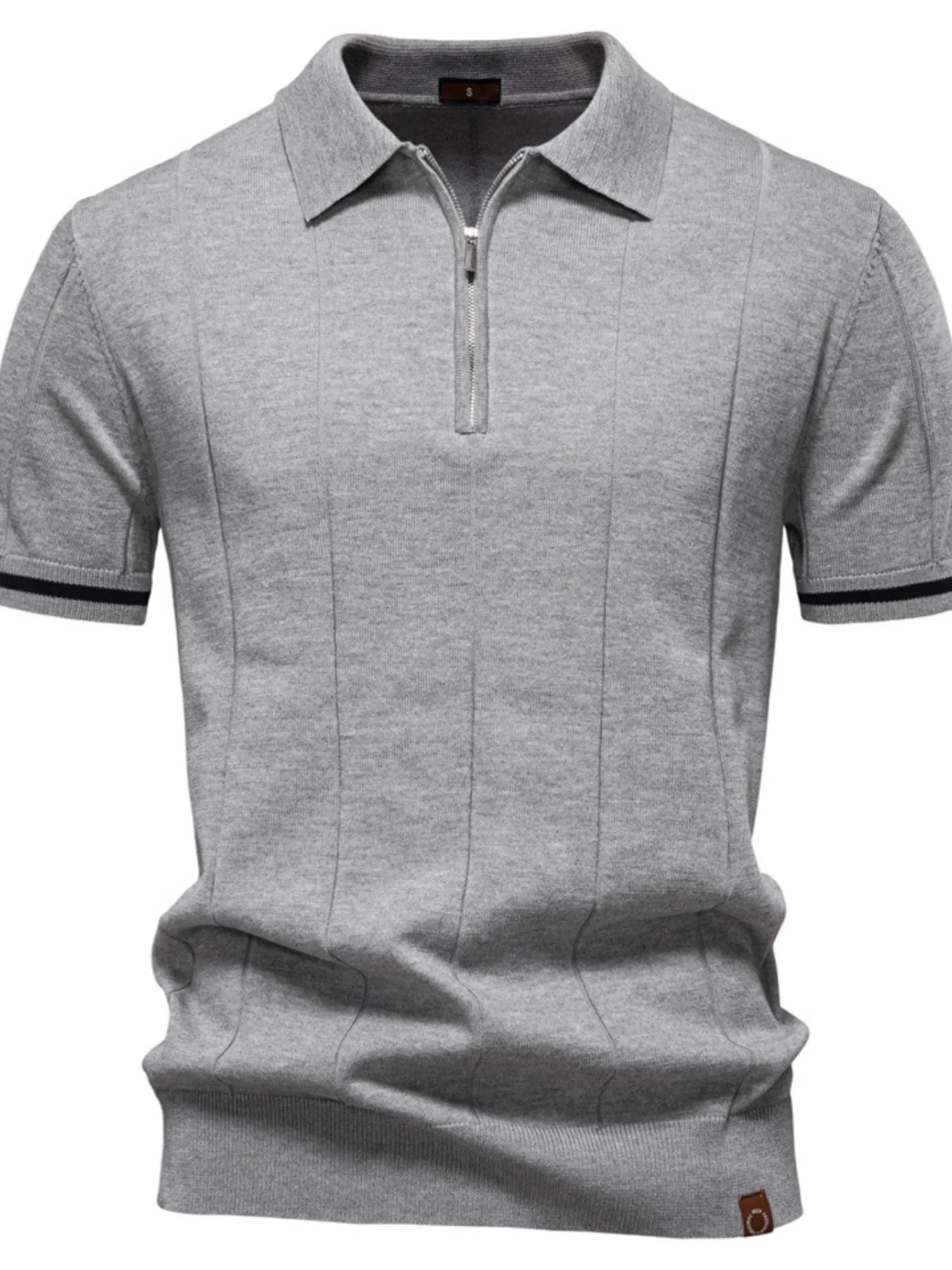 Classic Zip-Neck Knitted Polo Shirt - MenzPlace