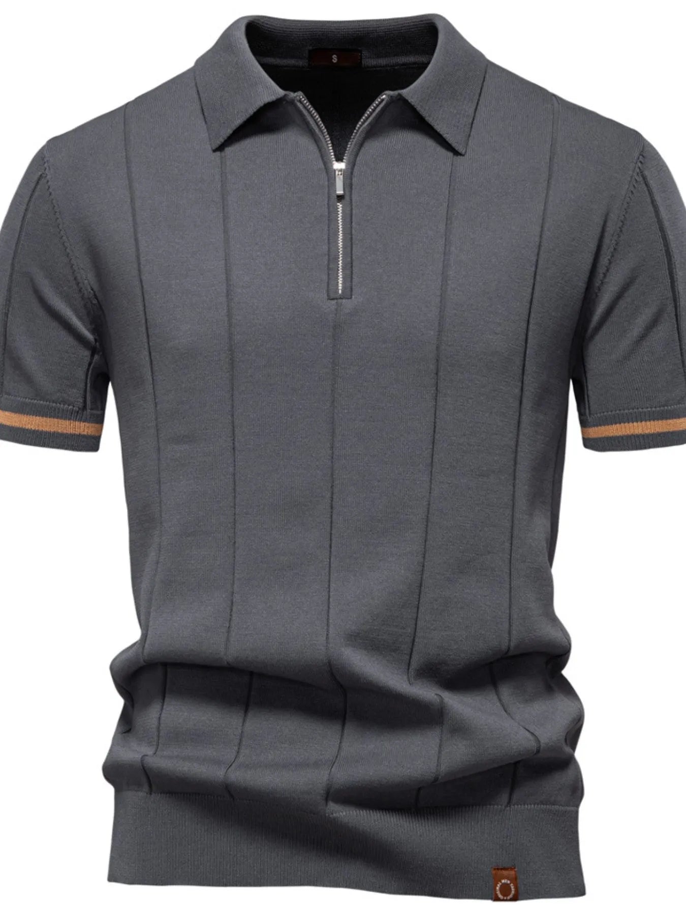 Classic Zip-Neck Knitted Polo Shirt - MenzPlace