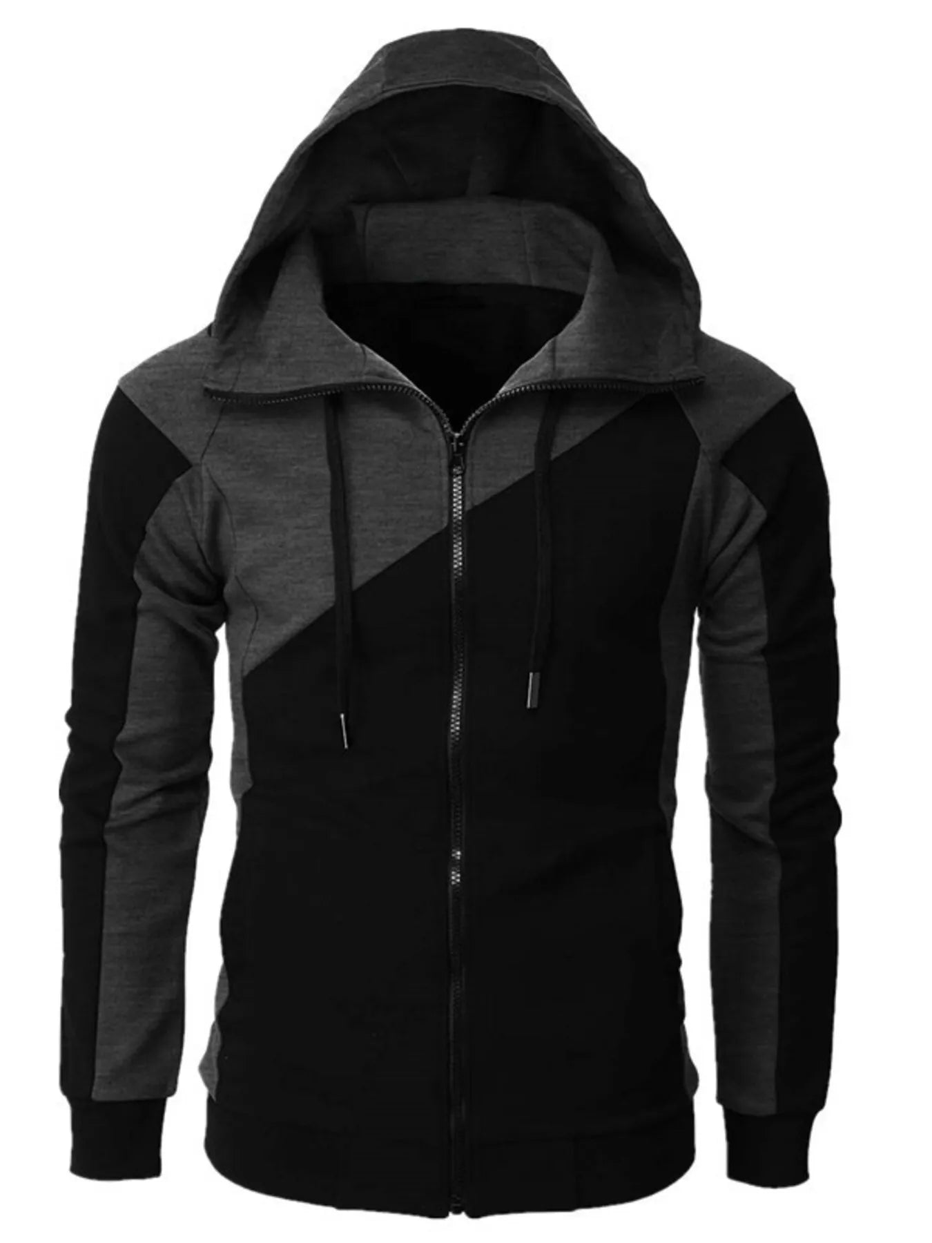 Colour Block Zip-Up Hoodie - MenzPlace
