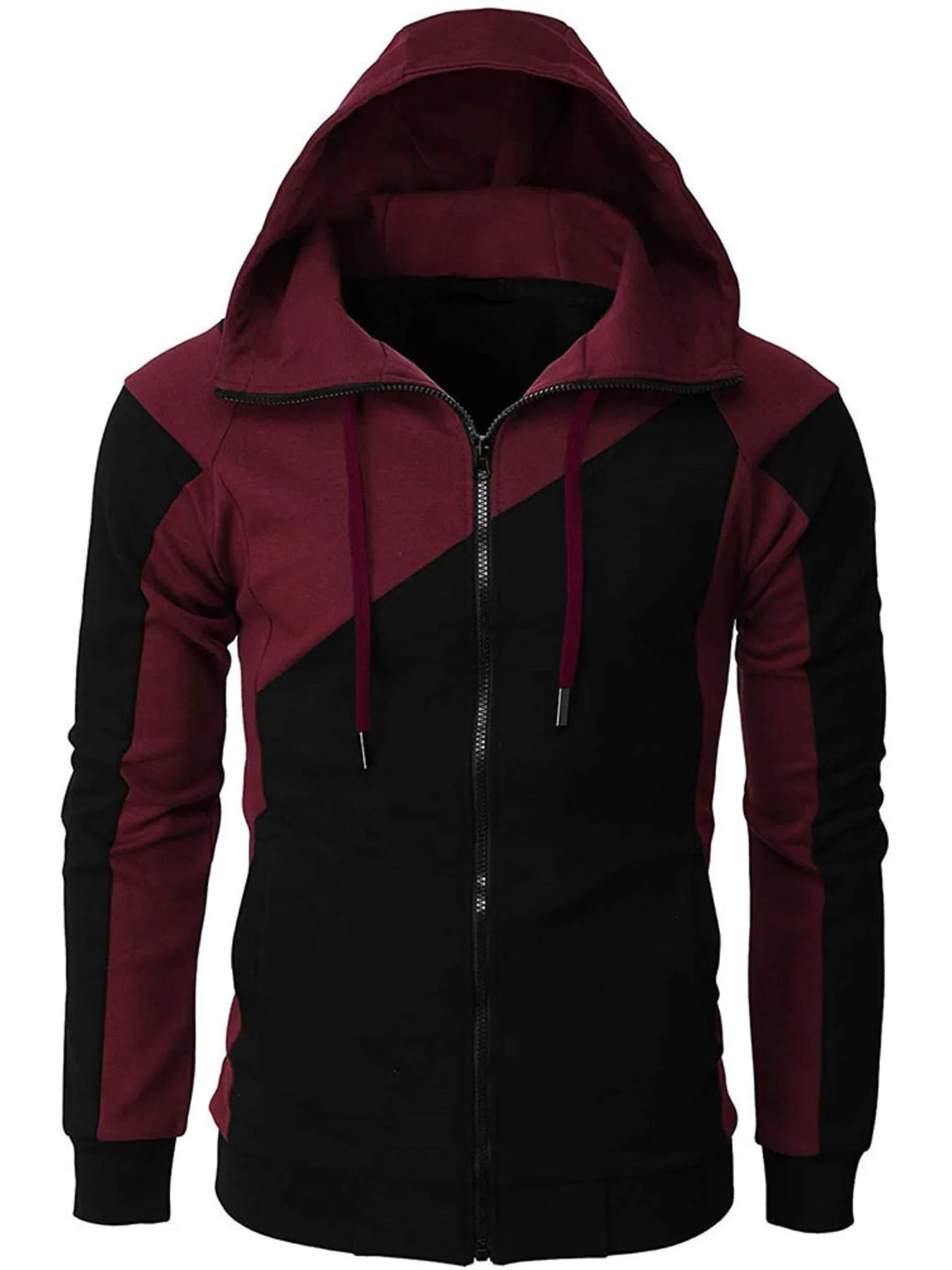 Colour Block Zip-Up Hoodie - MenzPlace