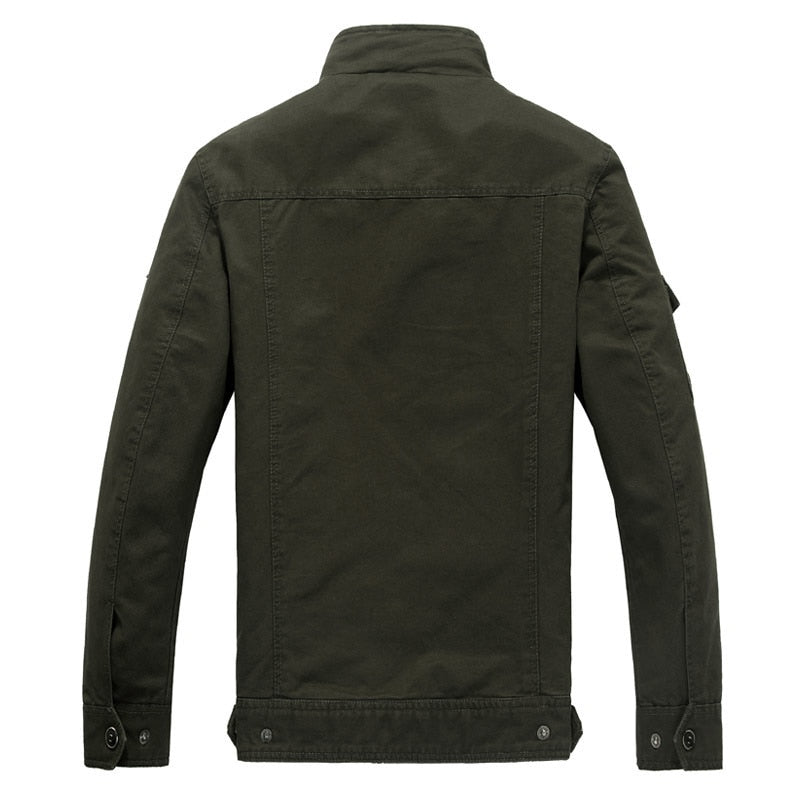 Mandarin Collar Military Jacket - Plus Size