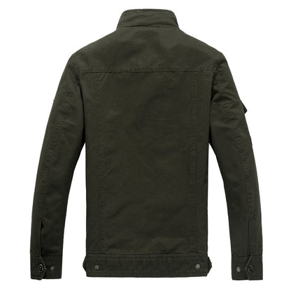 Mandarin Collar Military Jacket - Plus Size