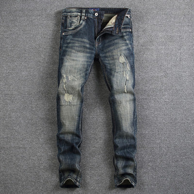 Retro Slim Fit Ripped Jeans