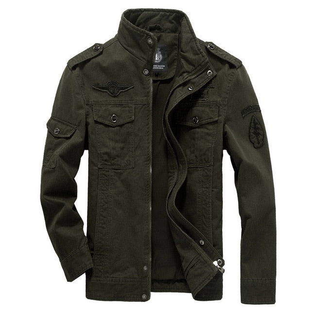 Mandarin Collar Military Jacket - Plus Size