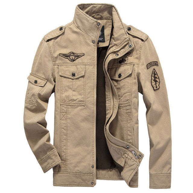 Mandarin Collar Military Jacket - Plus Size