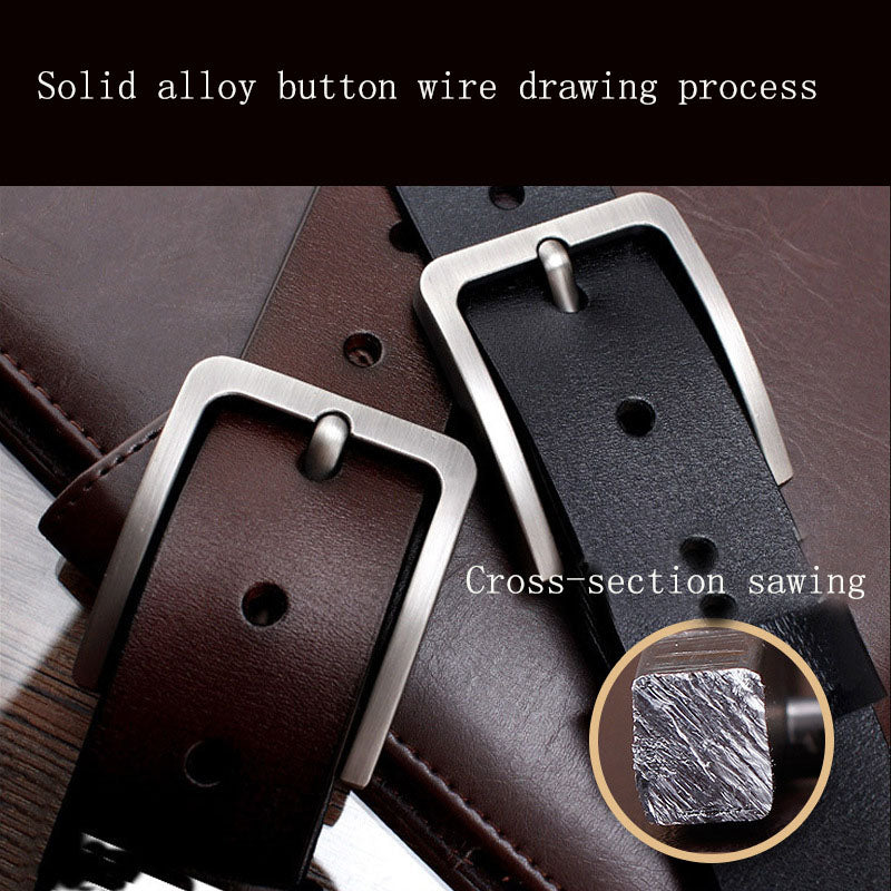 Genuine Leather Retro Pin Buckle Belt - MenzPlace