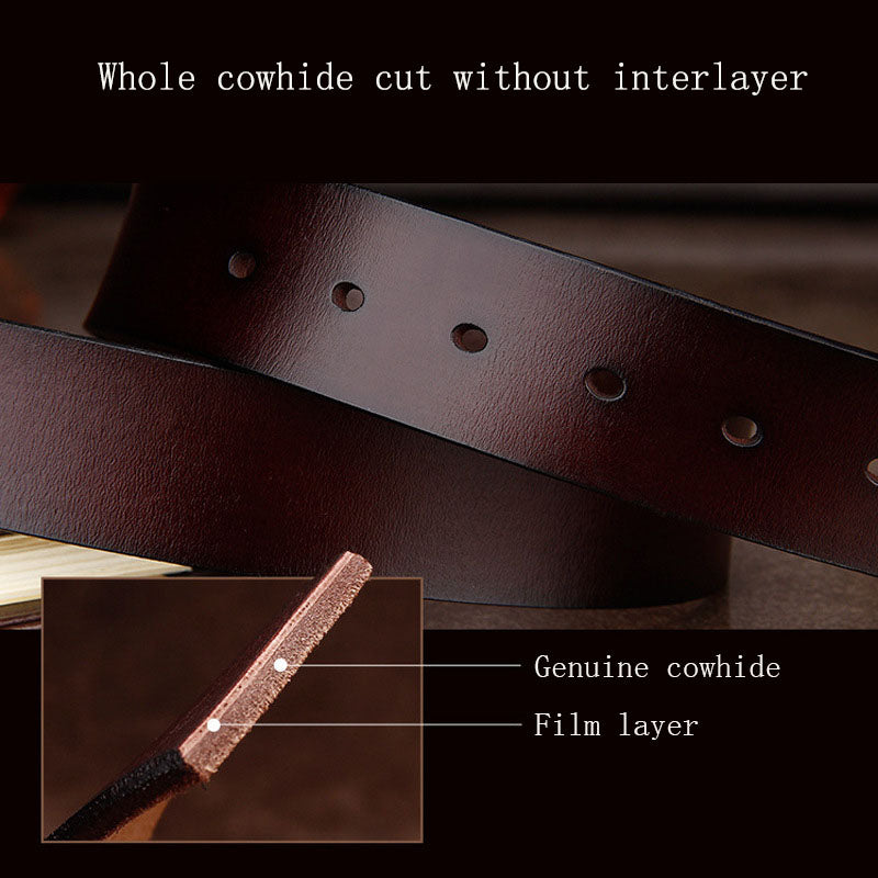 Genuine Leather Retro Pin Buckle Belt - MenzPlace