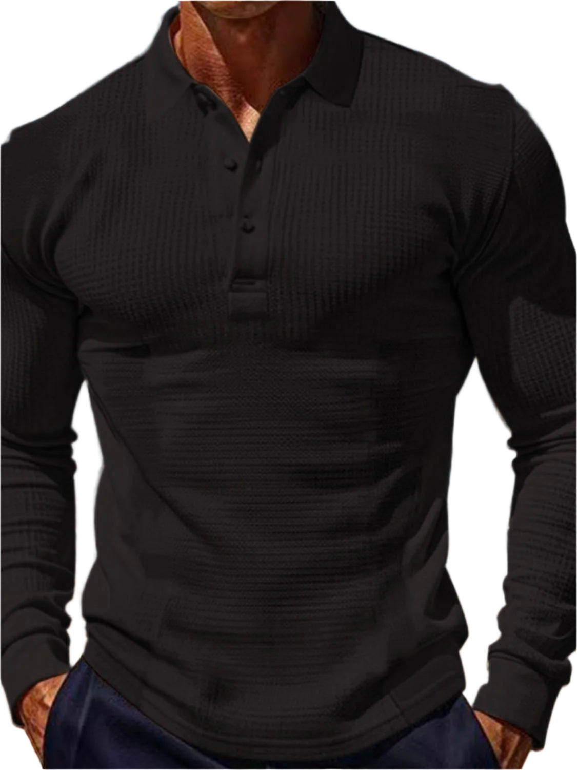 Long-sleeve textured Polo  Shirt 