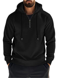 Quarter Zip Long Sleeve Drawstring Hoodie 