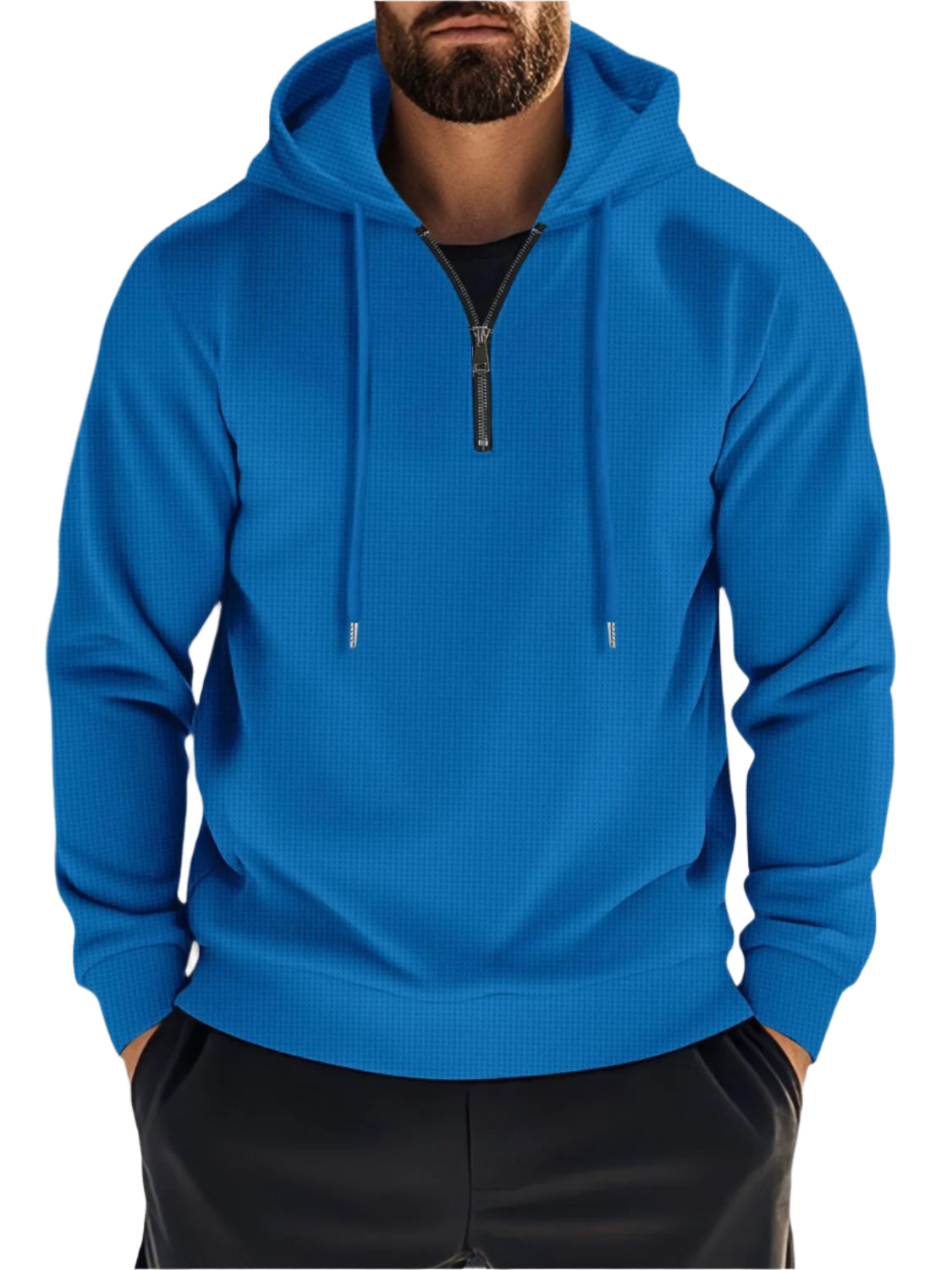 Quarter Zip Long Sleeve Drawstring Hoodie 