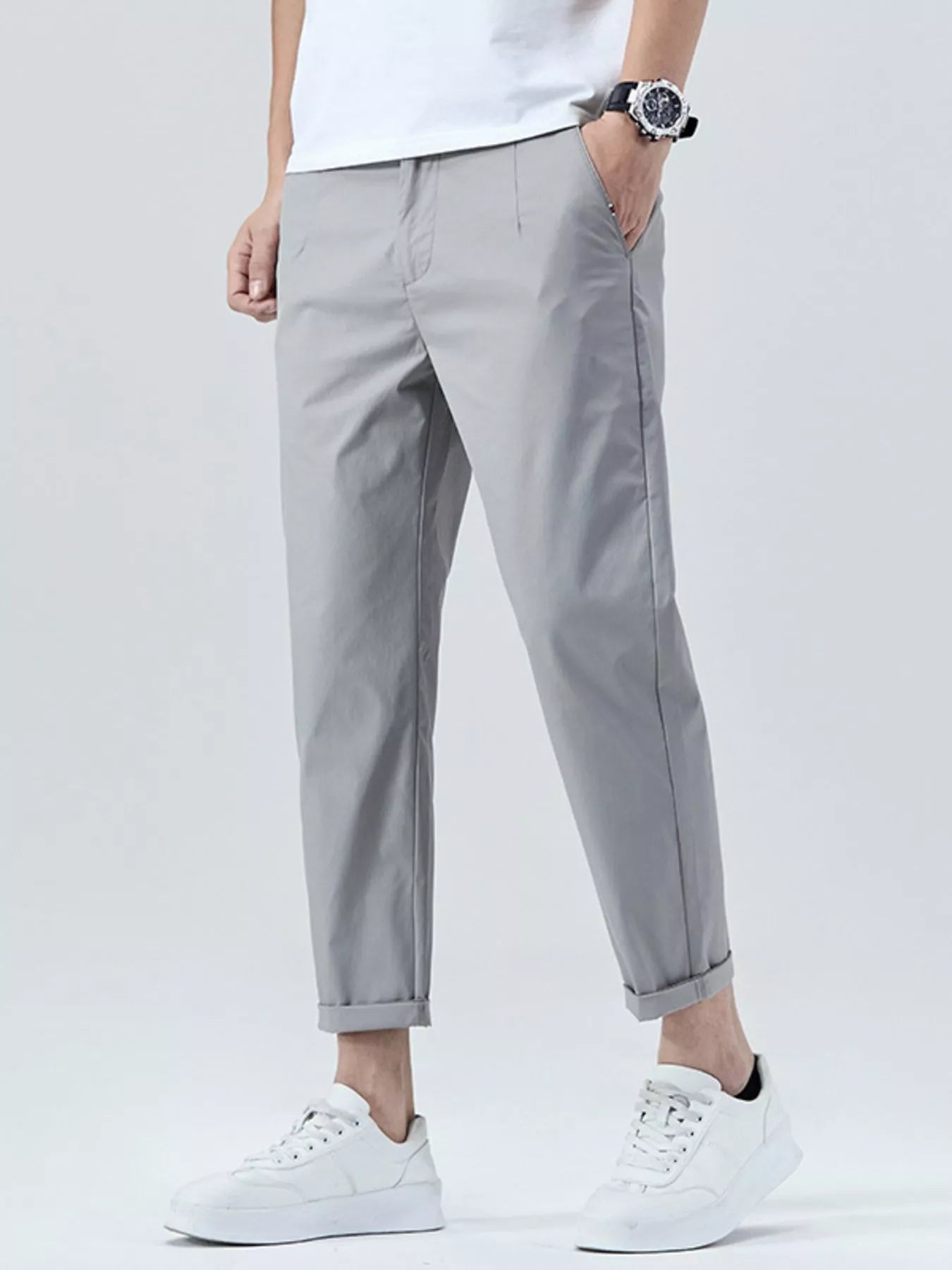 Straight-Leg Cropped Pants - MenzPlace