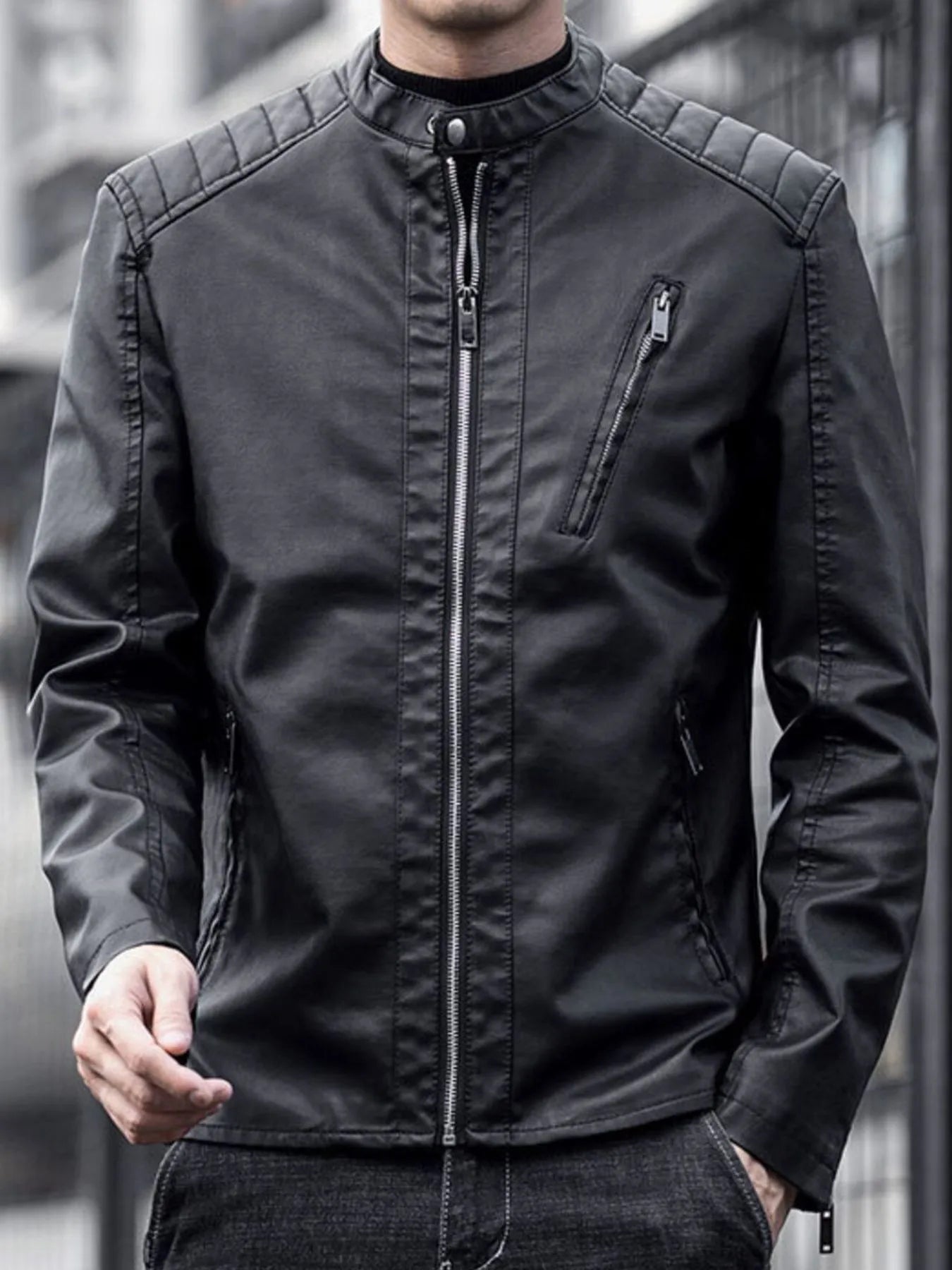 Zip Up Long Sleeve Jacket - Plus Size - MenzPlace