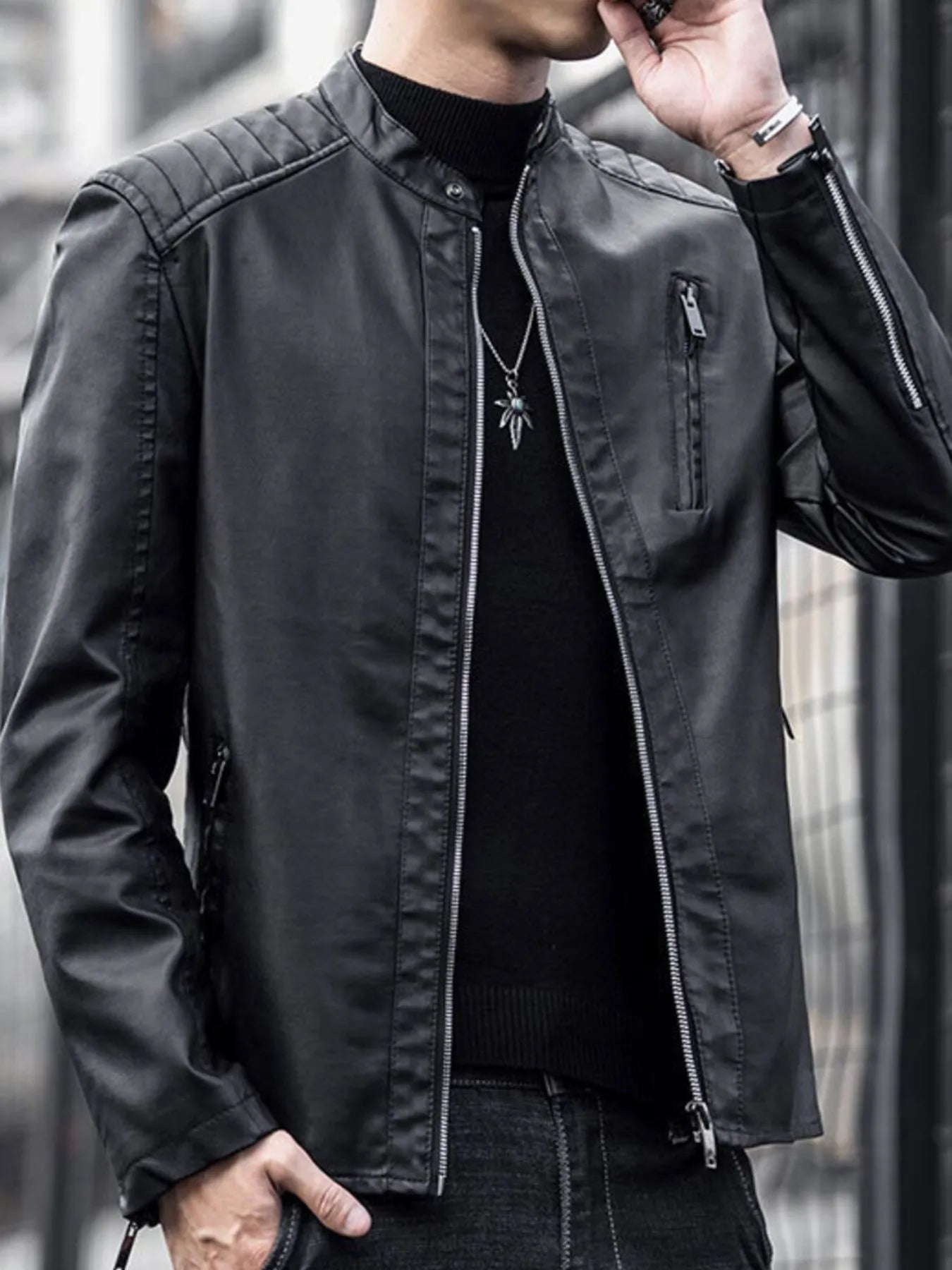 Zip Up Long Sleeve Jacket - Plus Size - MenzPlace