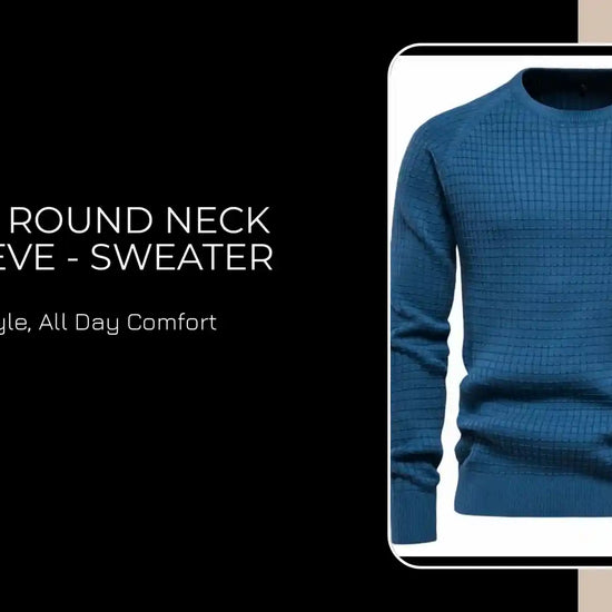 Textured Round Neck Long Sleeve - Sweater by@Outfy