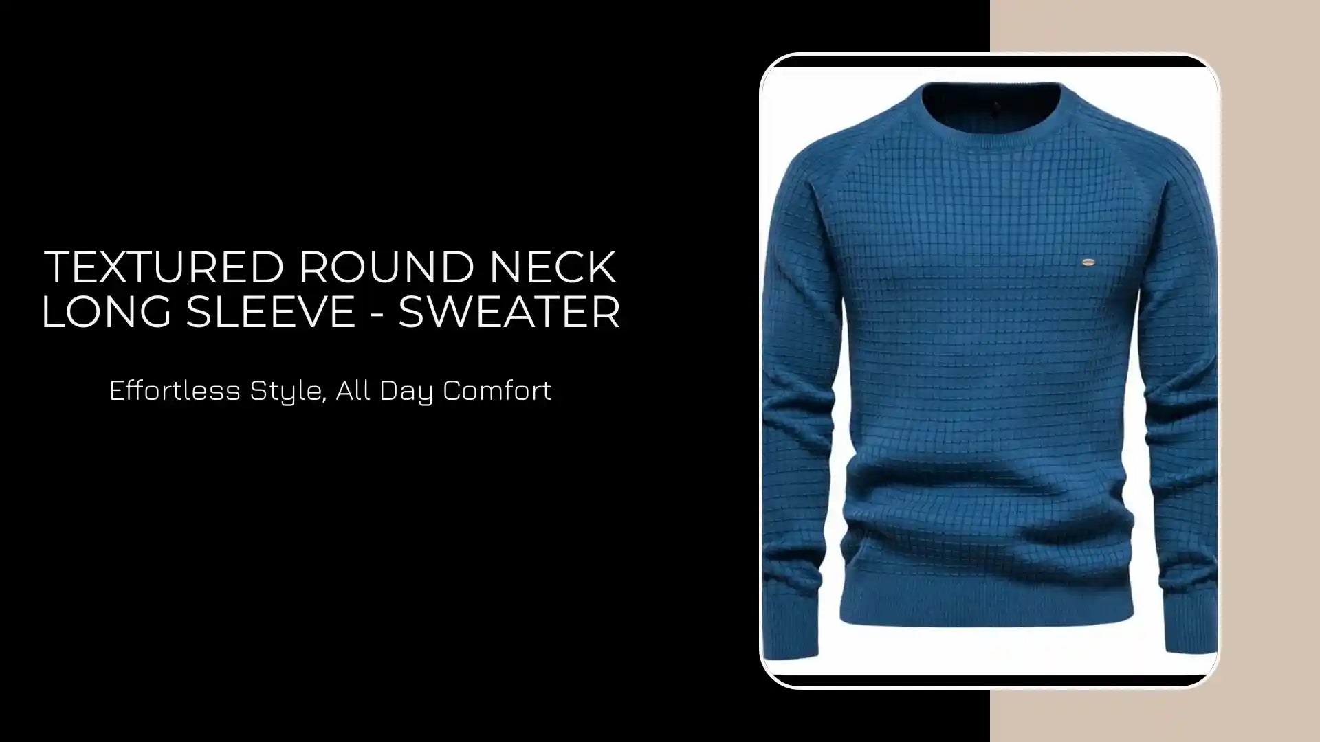 Textured Round Neck Long Sleeve - Sweater by@Outfy